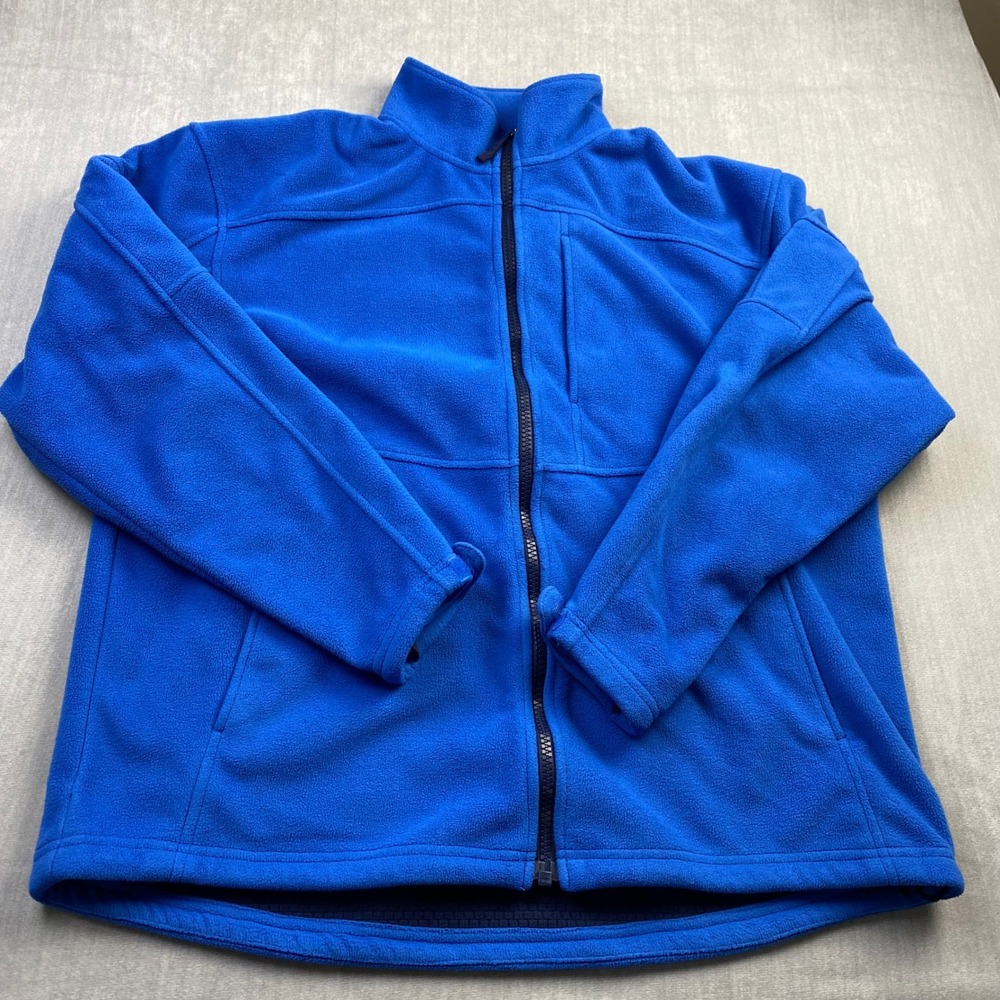 Duluth Trading Co‎ Mens XL Blue Fleece Full Zip Jacket Mock Neck Pocket Outdoor